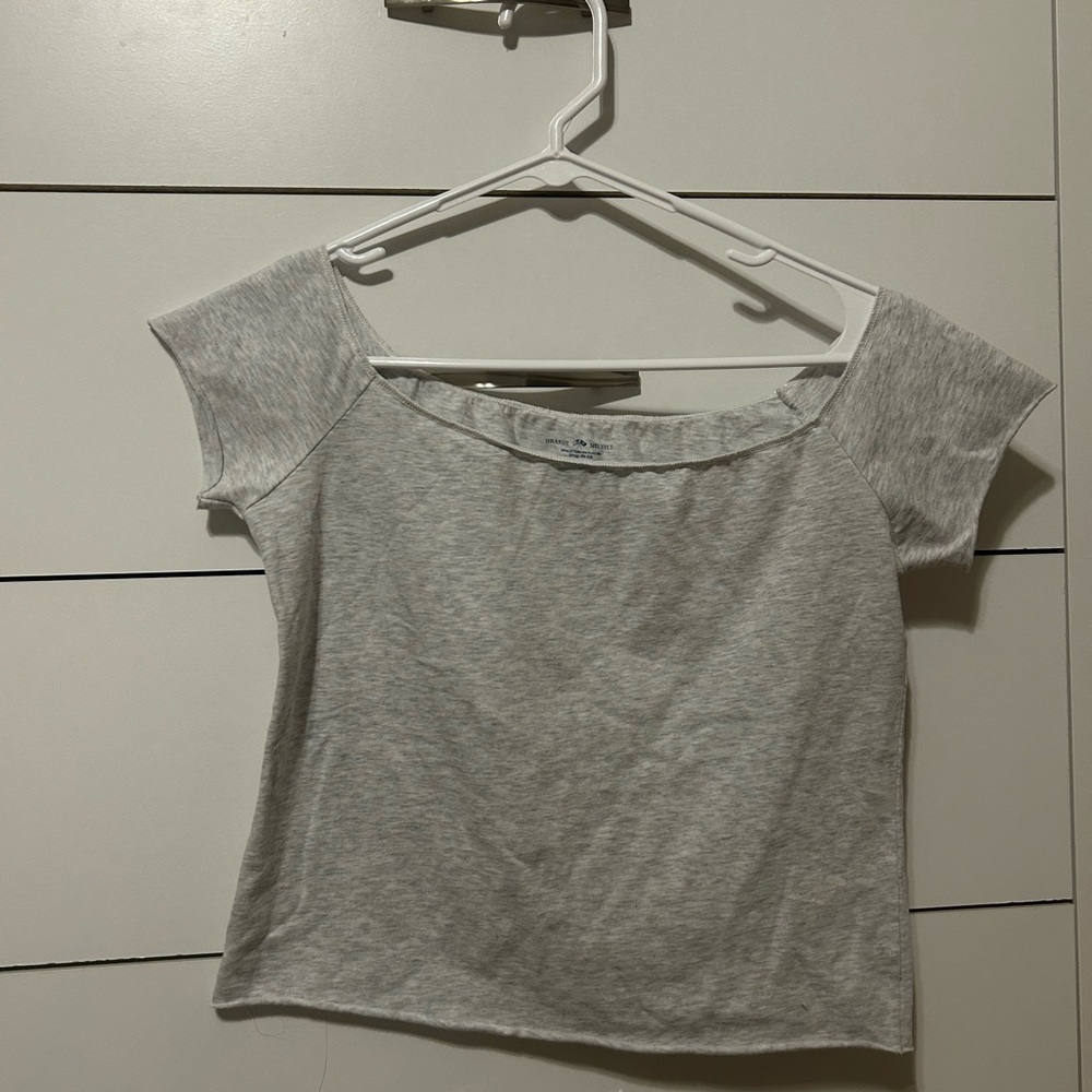 Brandy Melville Gray Off-Shoulder Top